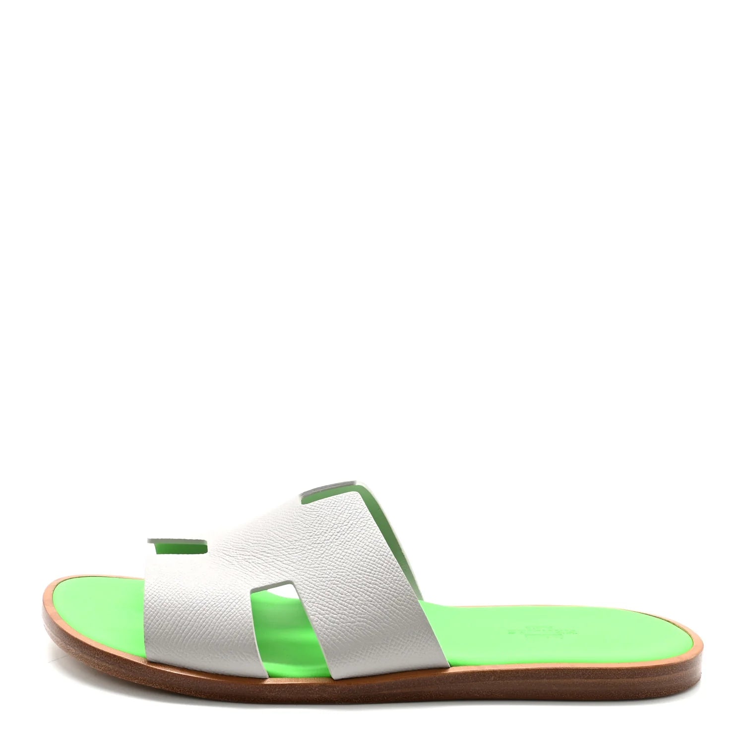Hermes White Green Oran Sandals