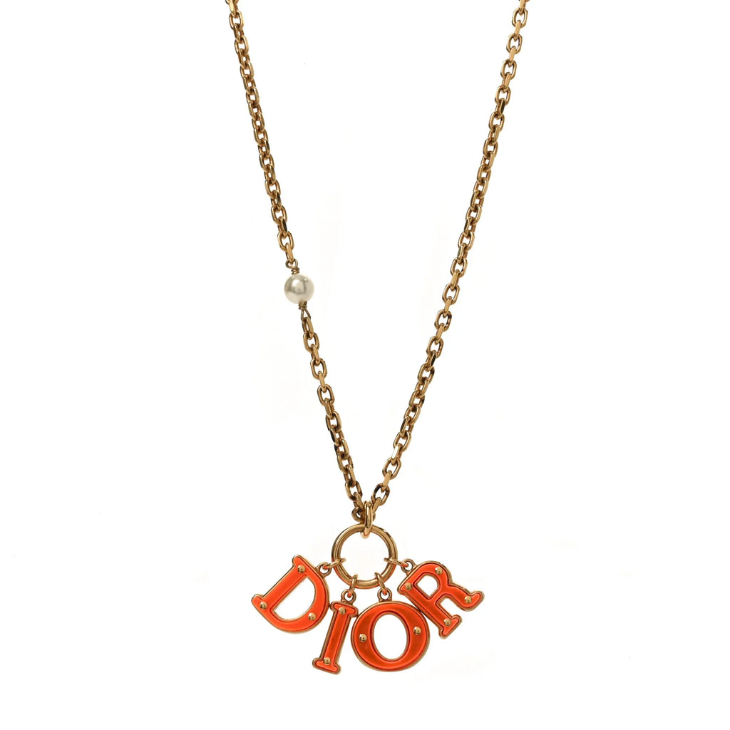 Dior Gold Orange Logo Necklace