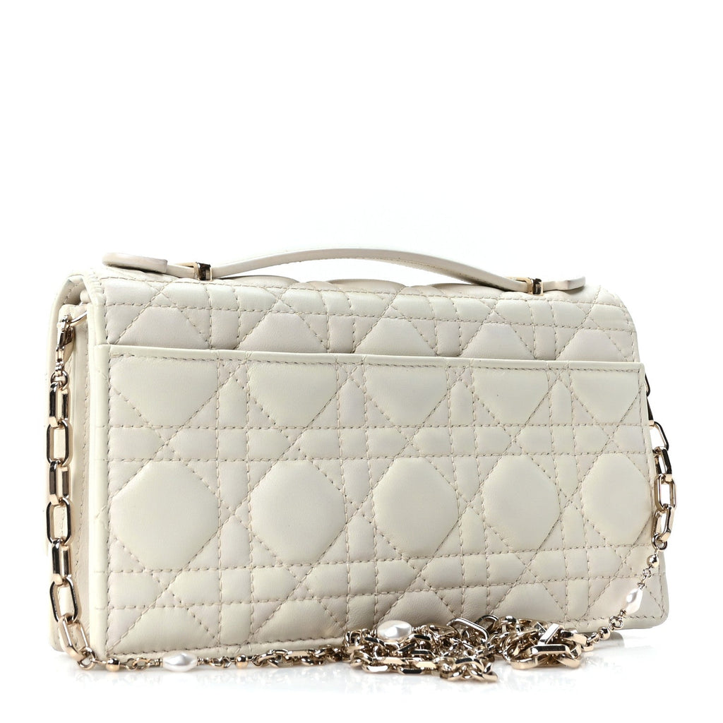 Dior White Cannage Leather Pouch