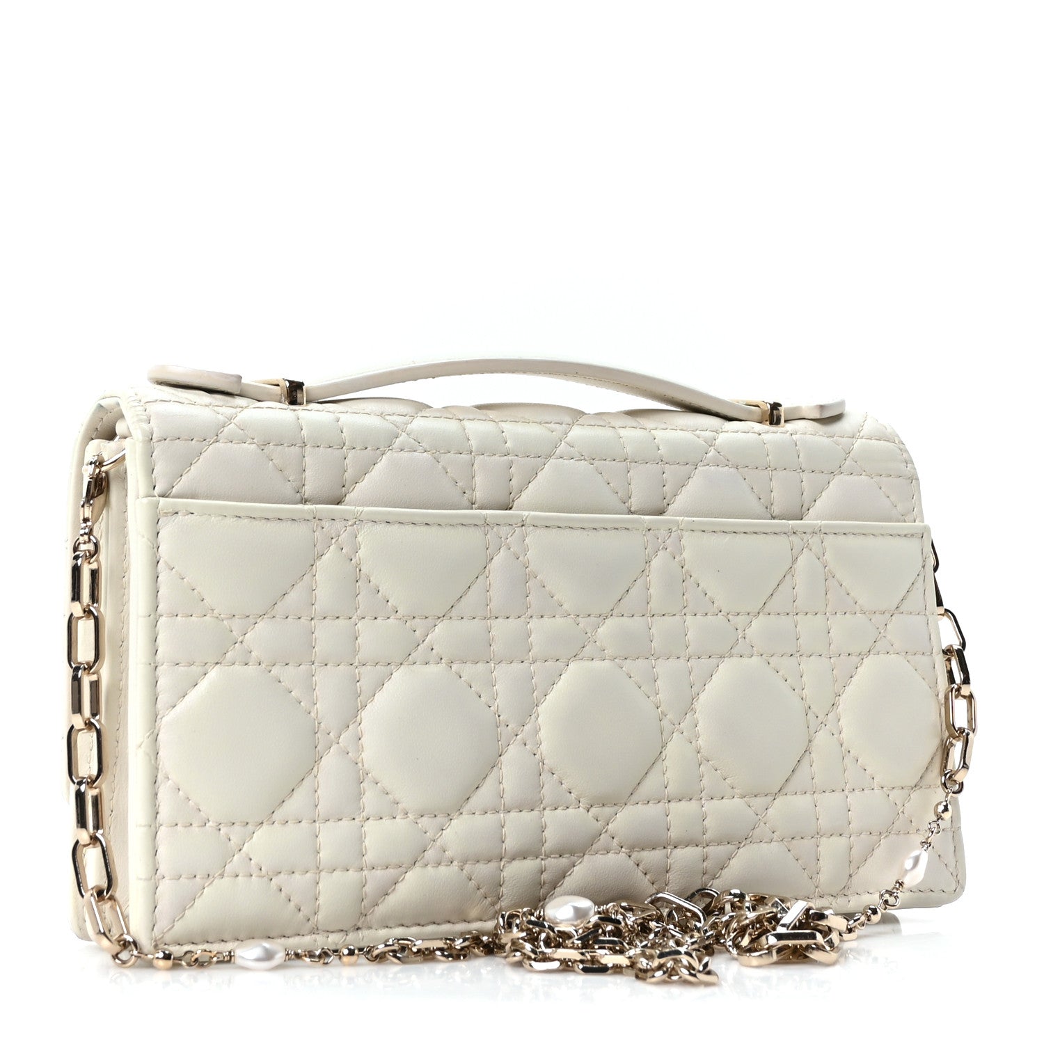 Dior White Cannage Leather Pouch