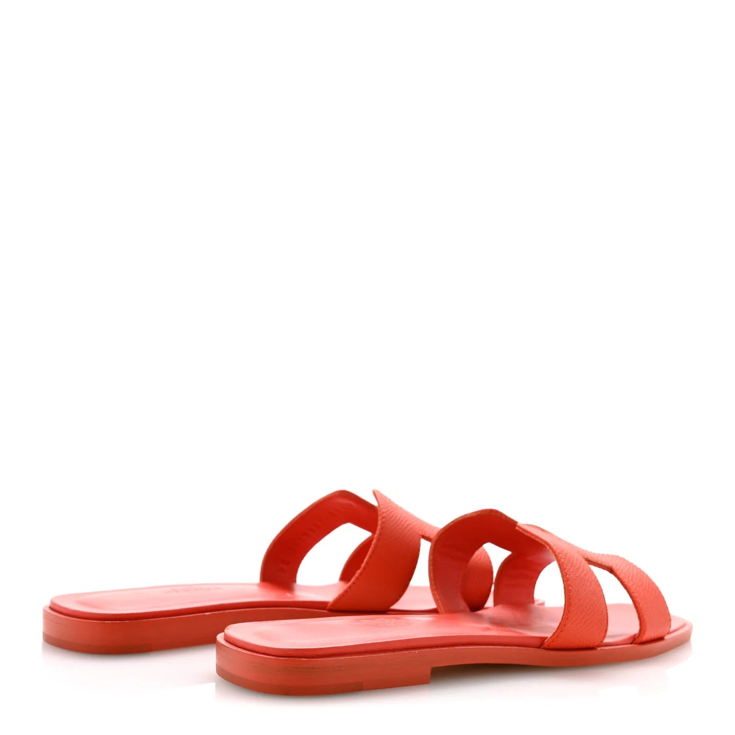 Hermes Orange Grained Oran Sandals