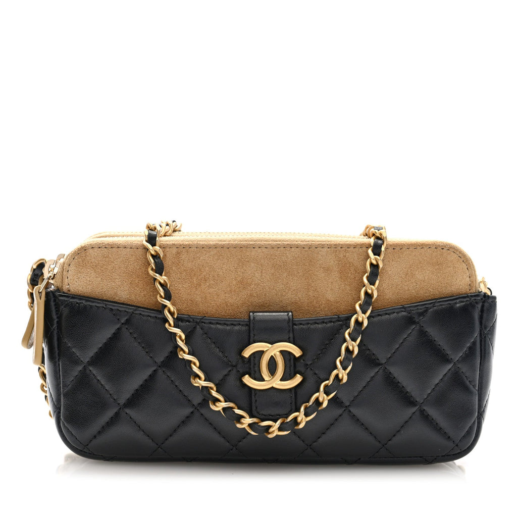 Chanel Black Quilted Suede Bag