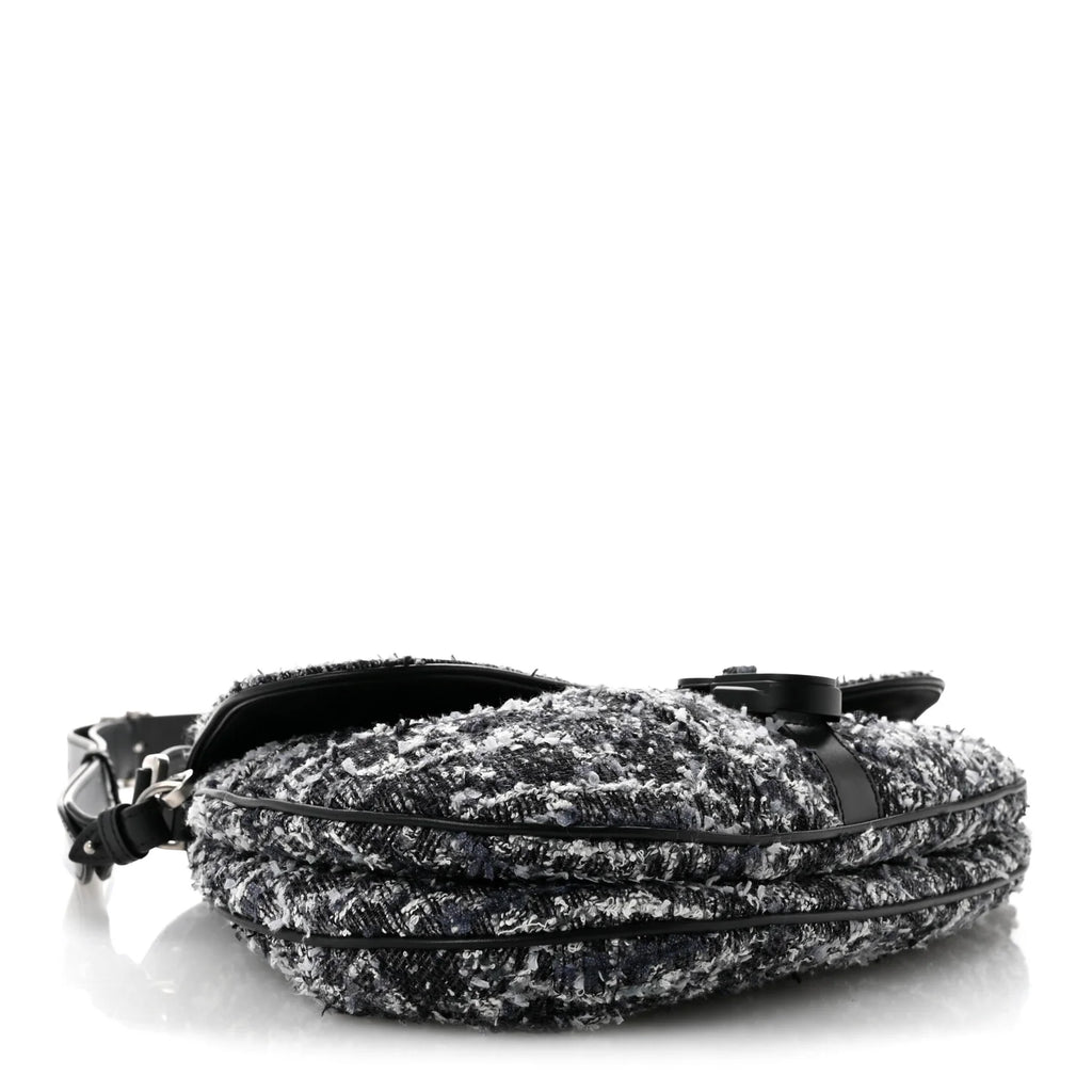 Dior Black White Tweed Saddle