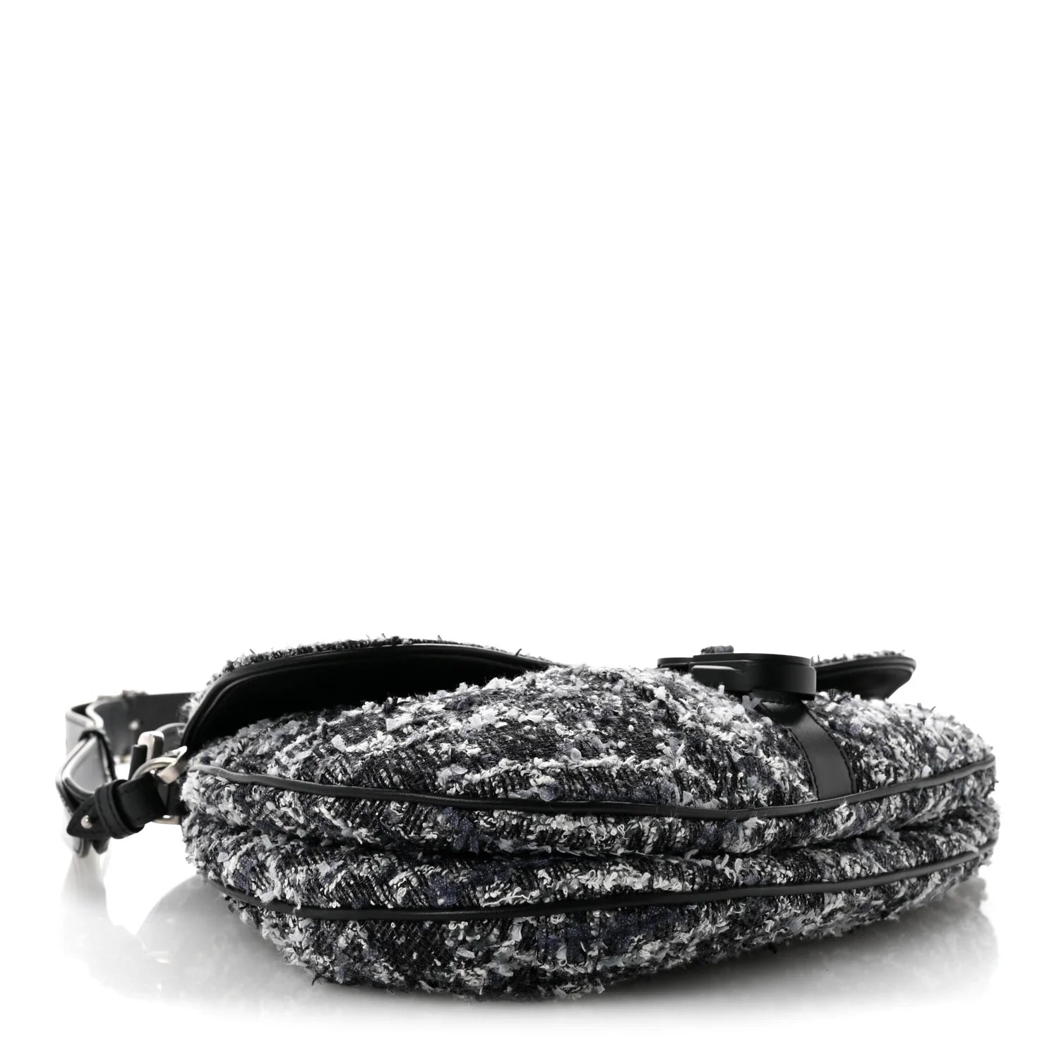 Dior Black White Tweed Saddle