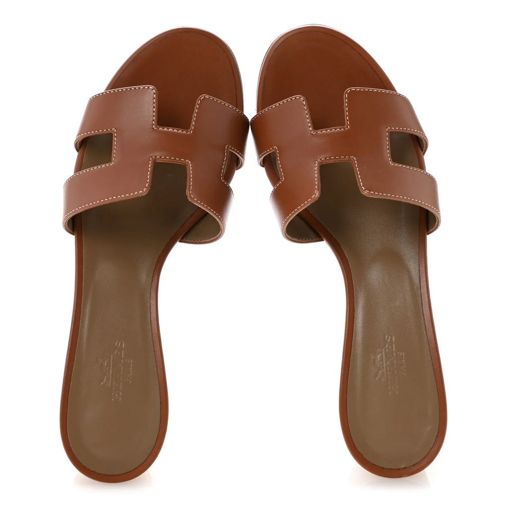 Hermes Brown Leather Oasis Sandals