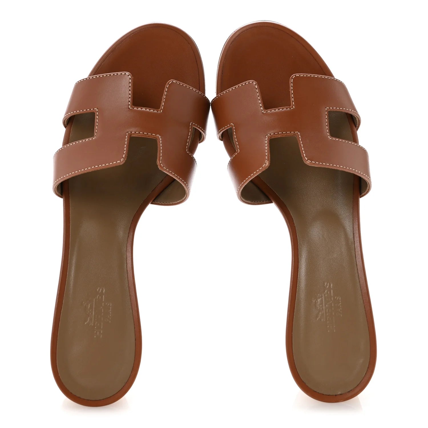Hermes Brown Leather Oasis Sandals
