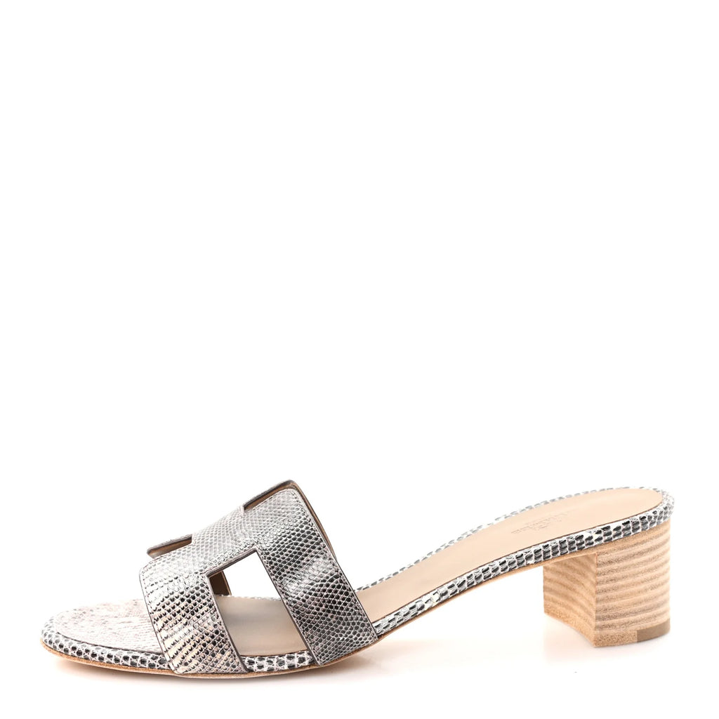 Hermes Metallic Python Oasis Sandals