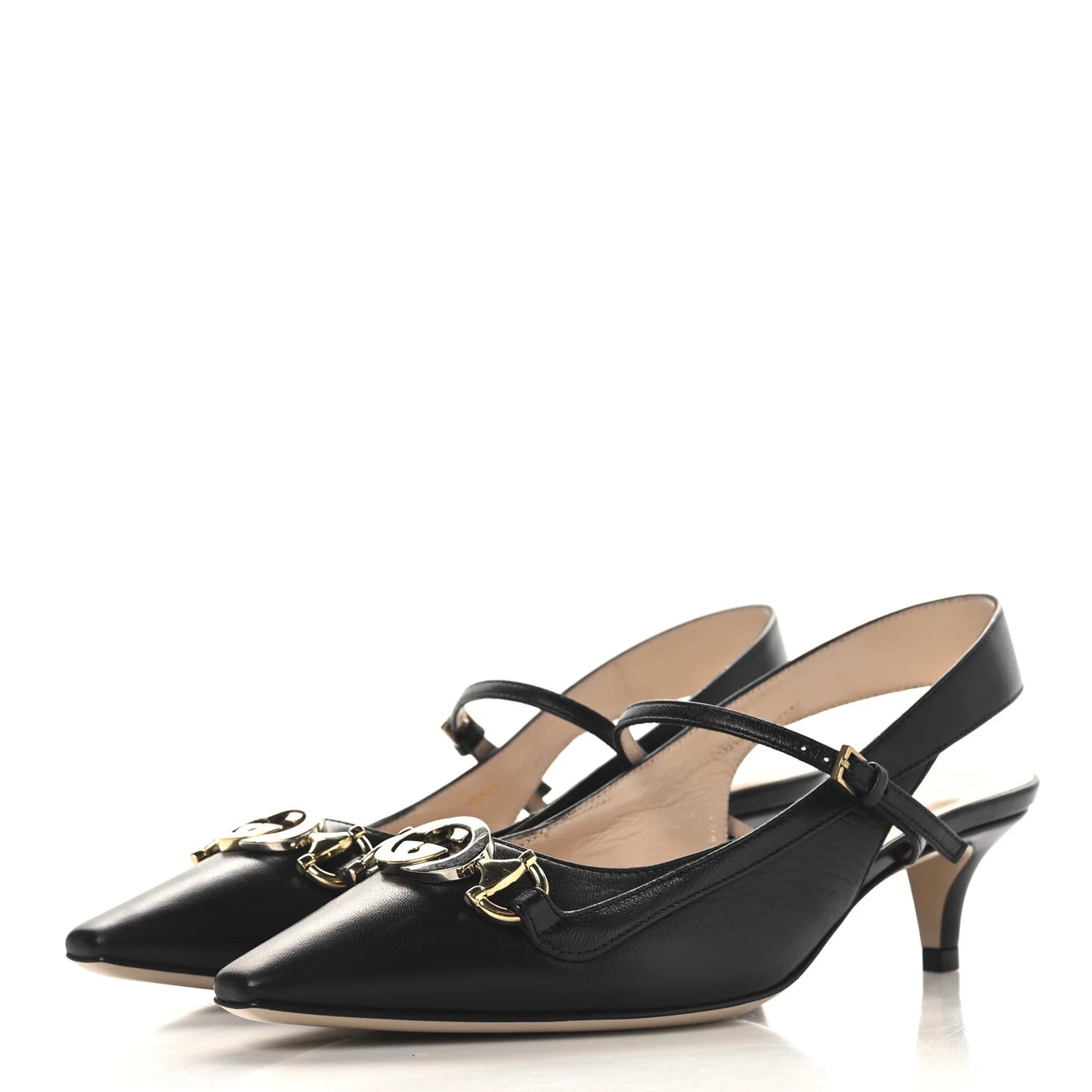 Gucci Black Leather Slingback Pumps