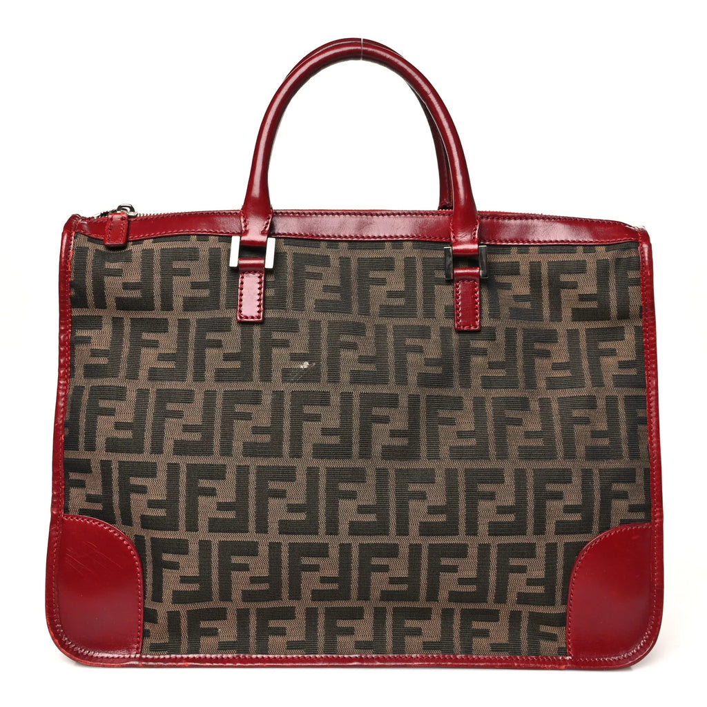 Fendi Red Zucca Canvas Briefcase