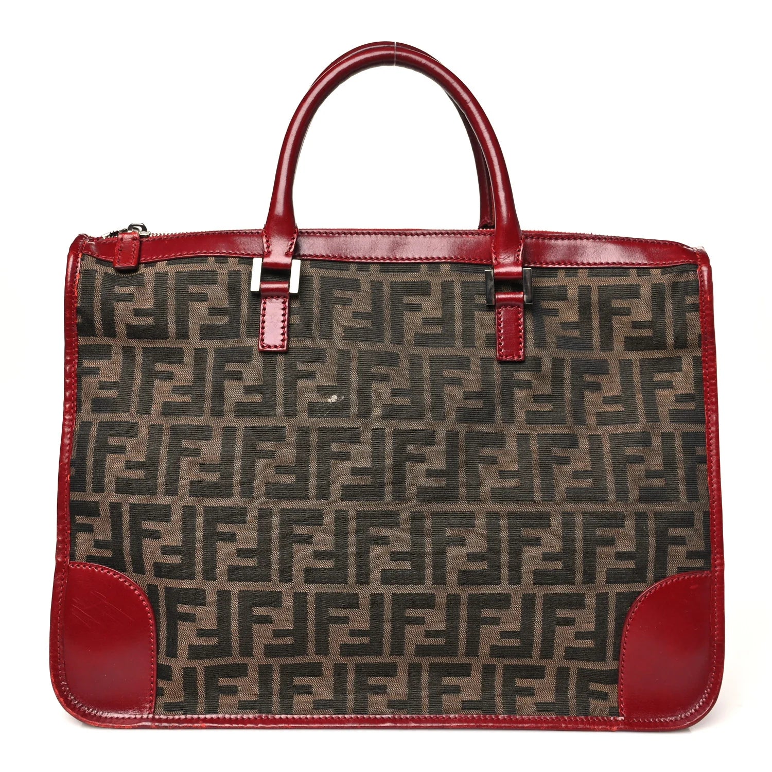 Fendi Red Zucca Canvas Briefcase
