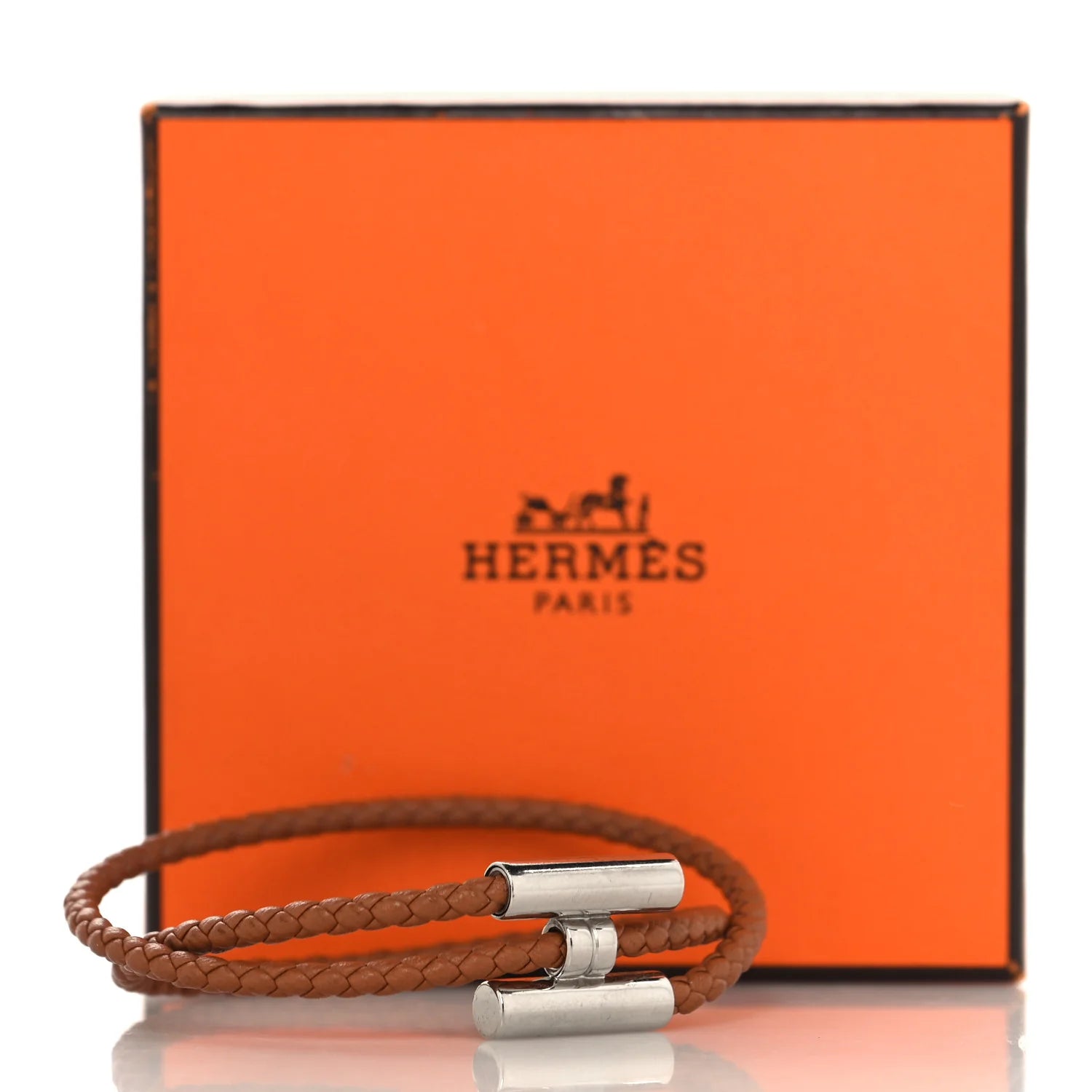 Hermes Brown Braided Leather Bracelet