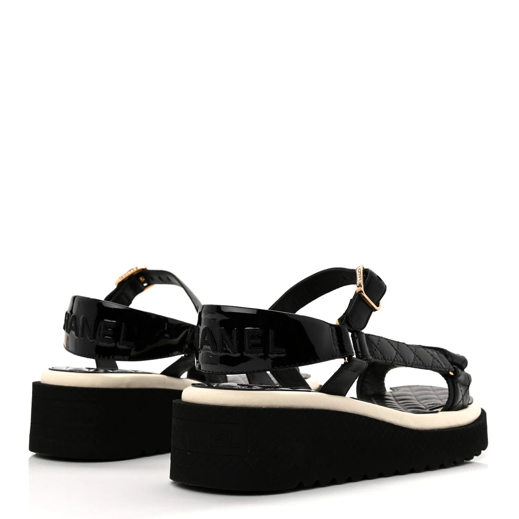 Chanel Black Quilted Platform Sandals