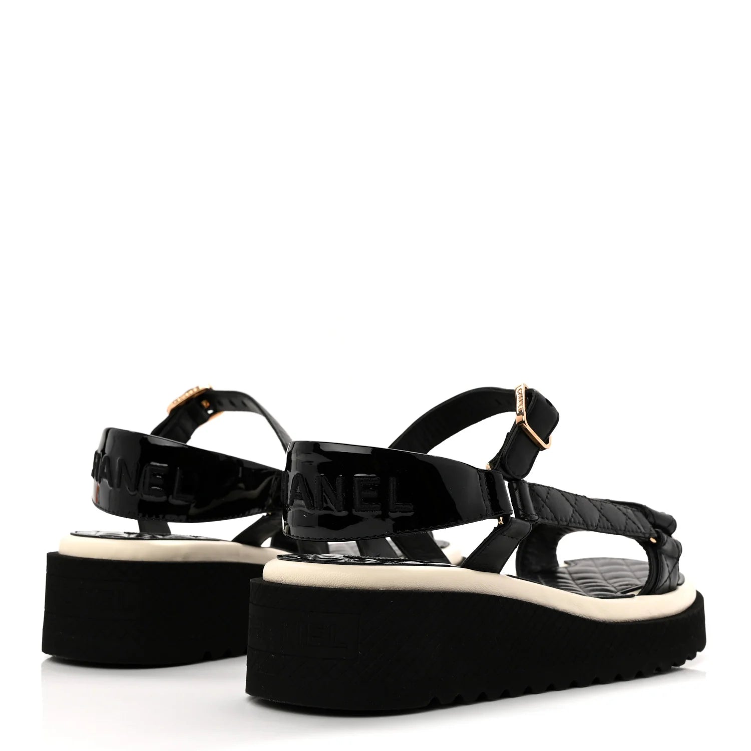 Chanel Black Quilted Platform Sandals