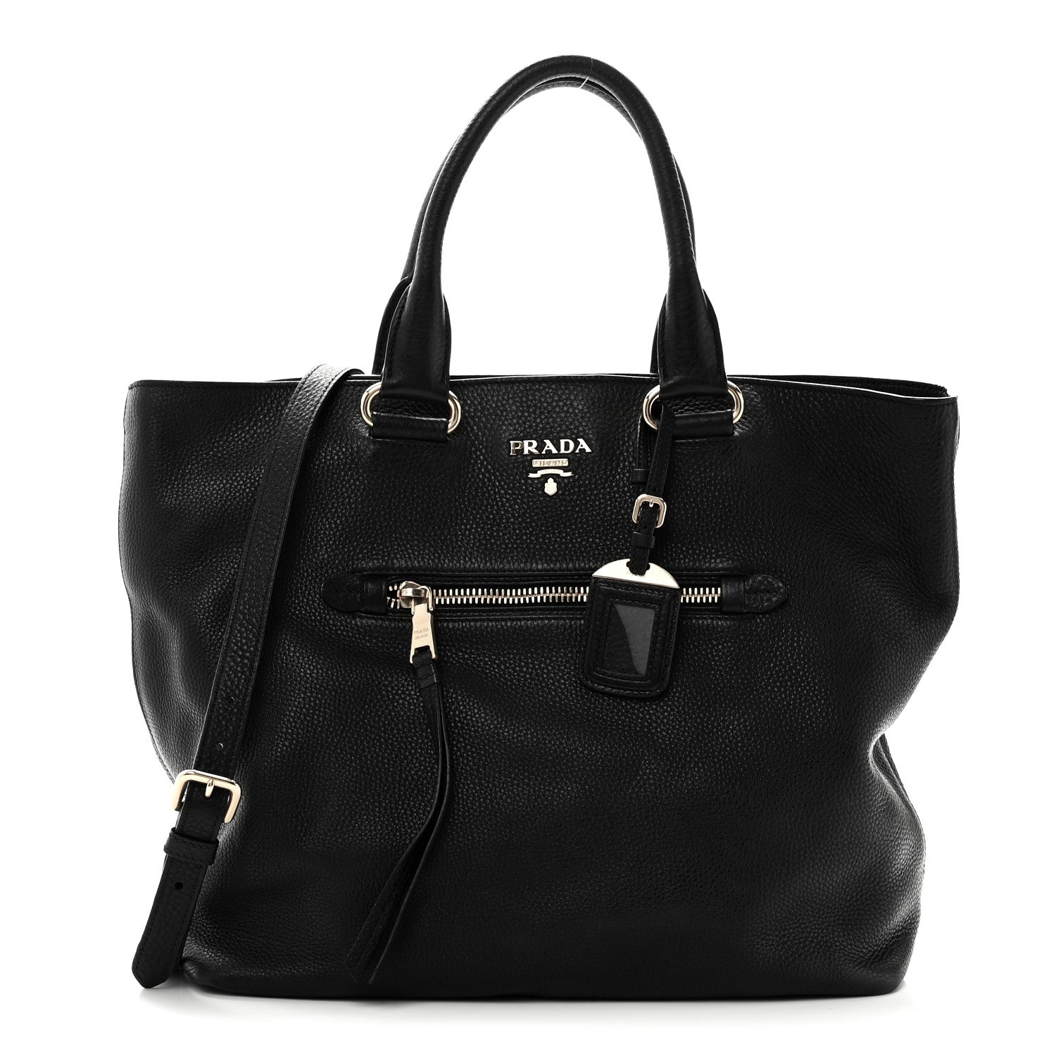 Prada Black Grained Leather Tote