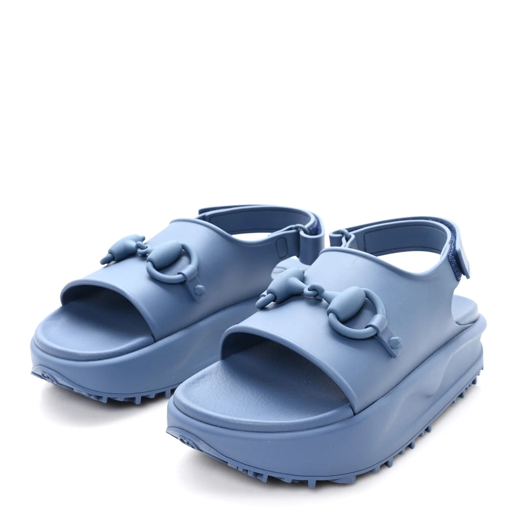 Gucci Blue Rubber Horsebit Sandals