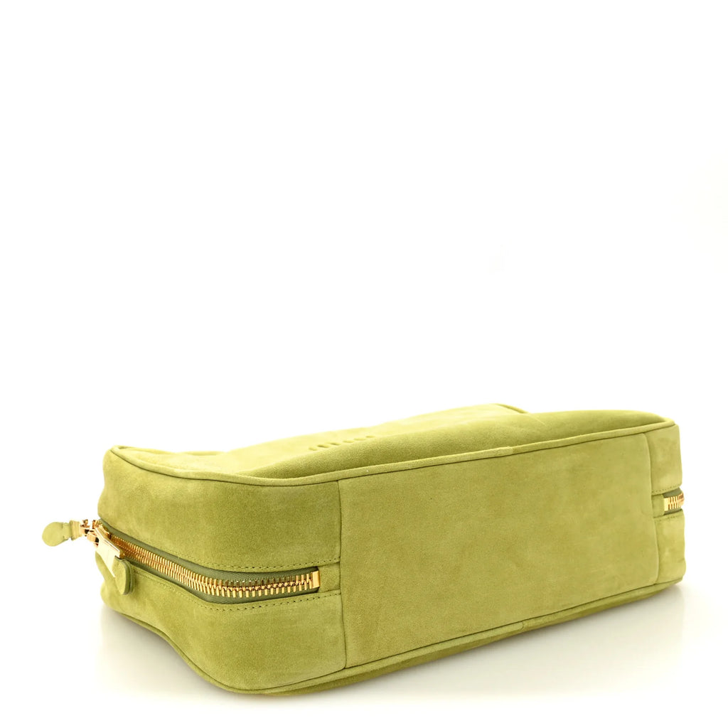 Miu Miu Green Suede Logo Tote