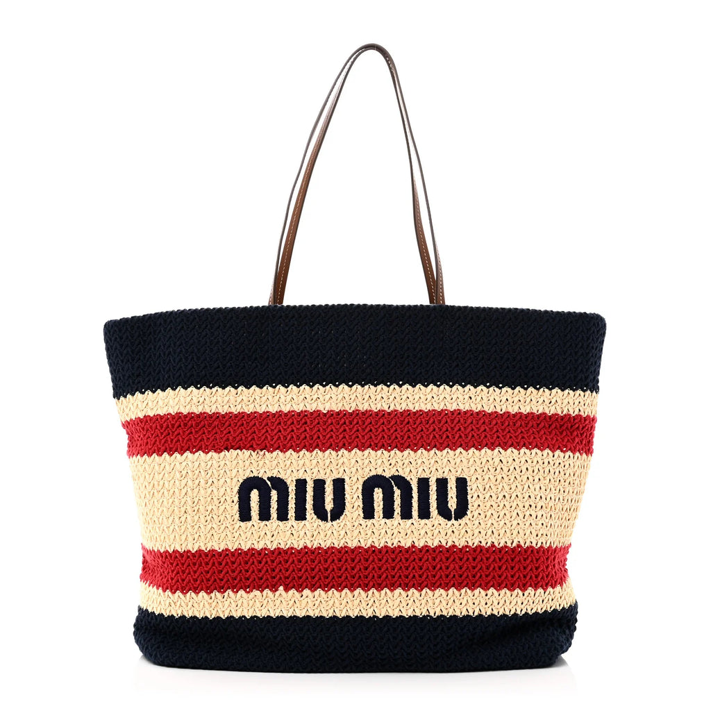 Miu Miu Multicolor Striped Crochet Tote