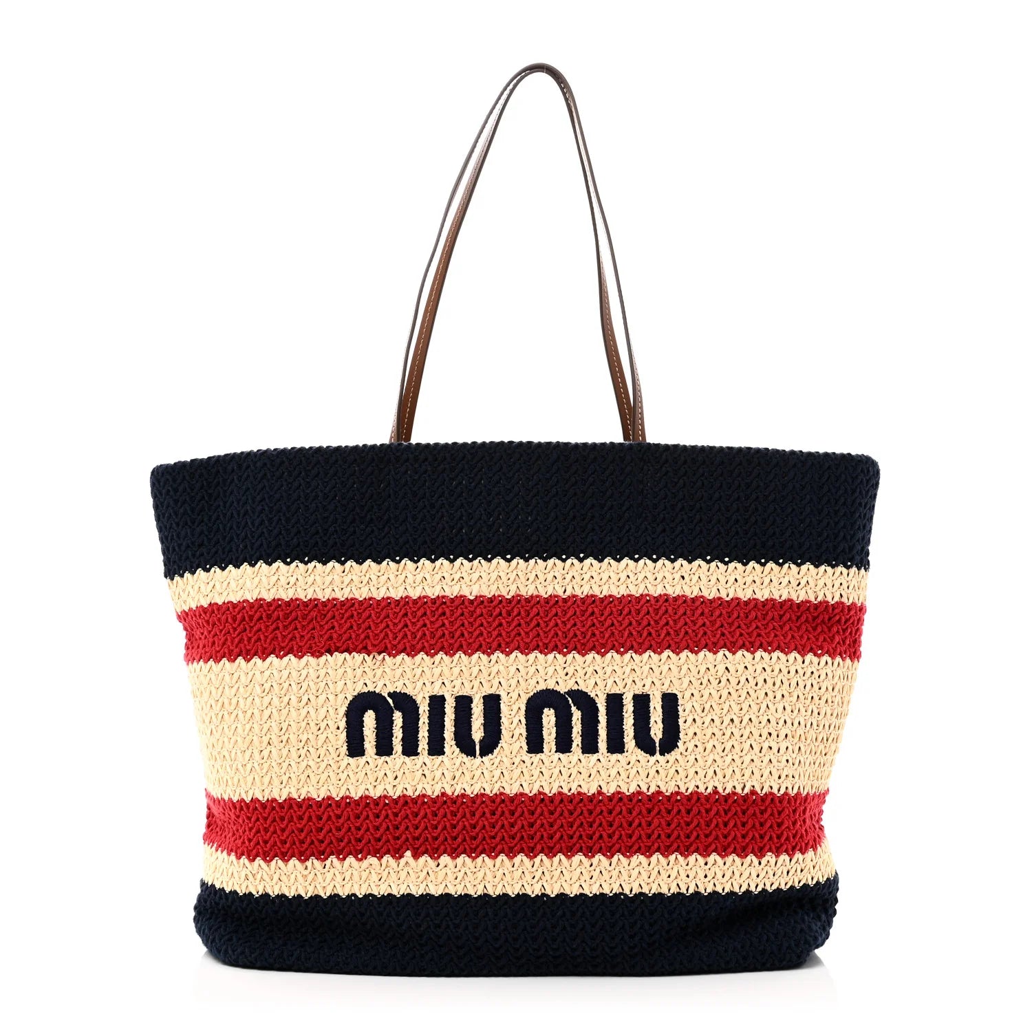 Miu Miu Multicolor Striped Crochet Tote