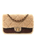 Chanel Beige Shearling Quilted Bag