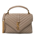 Saint Laurent Taupe Quilted College