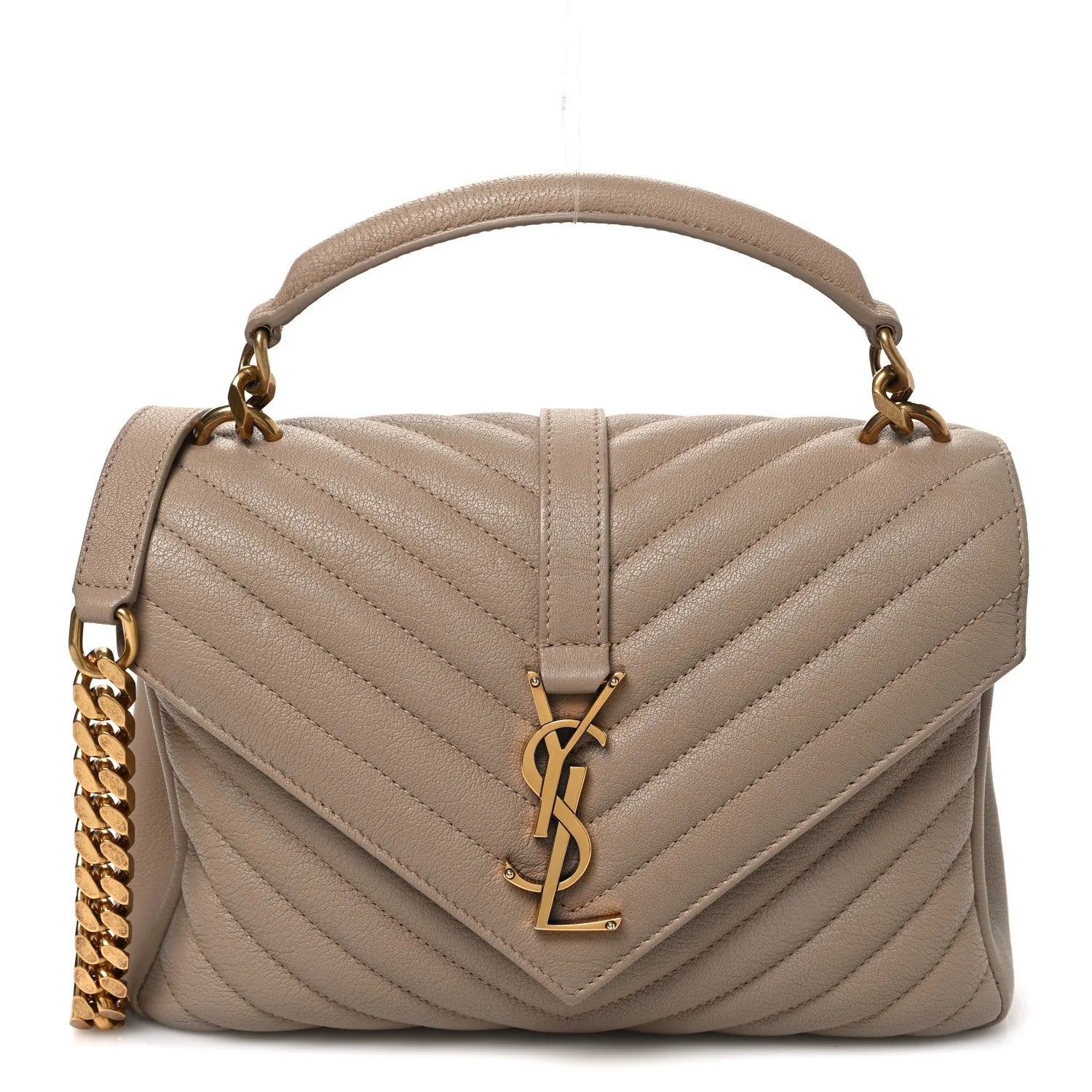 Saint Laurent Taupe Quilted College