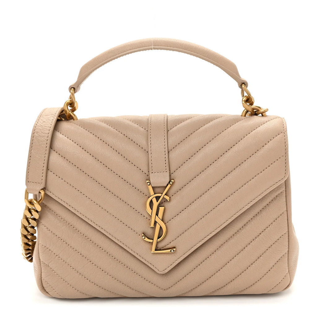 Saint Laurent Beige Quilted College