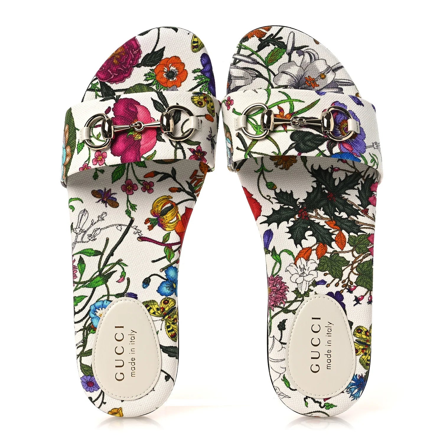 Gucci Flora Horsebit Slide Sandals