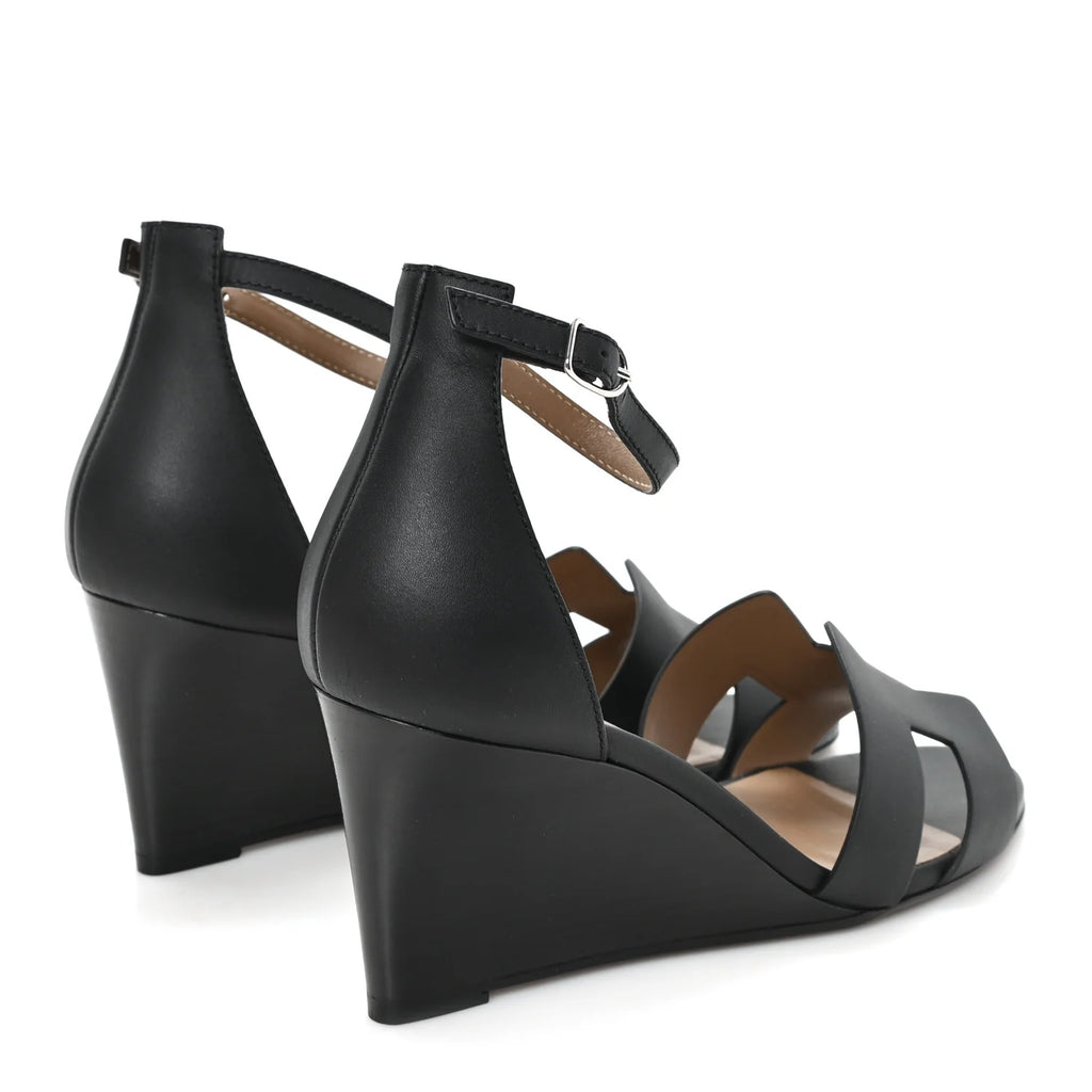 Hermes Black Leather Legend Sandals