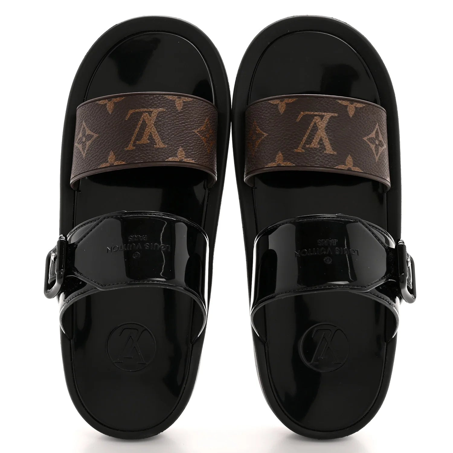 Louis Vuitton Patent Monogram Slides