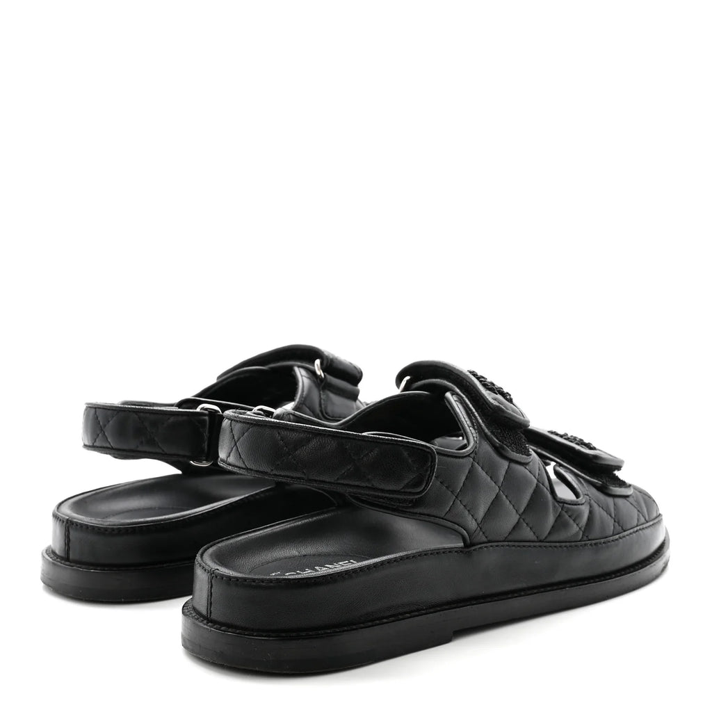 Chanel Black Quilted Leather Sandals