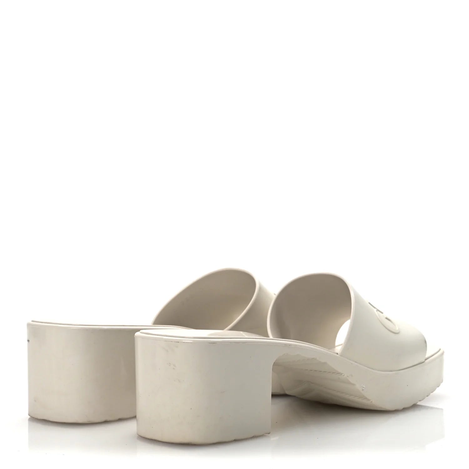 Gucci White Rubber Platform Slides