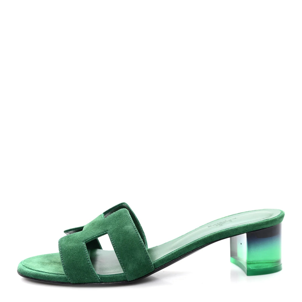 Hermes Green Suede Oasis Sandals