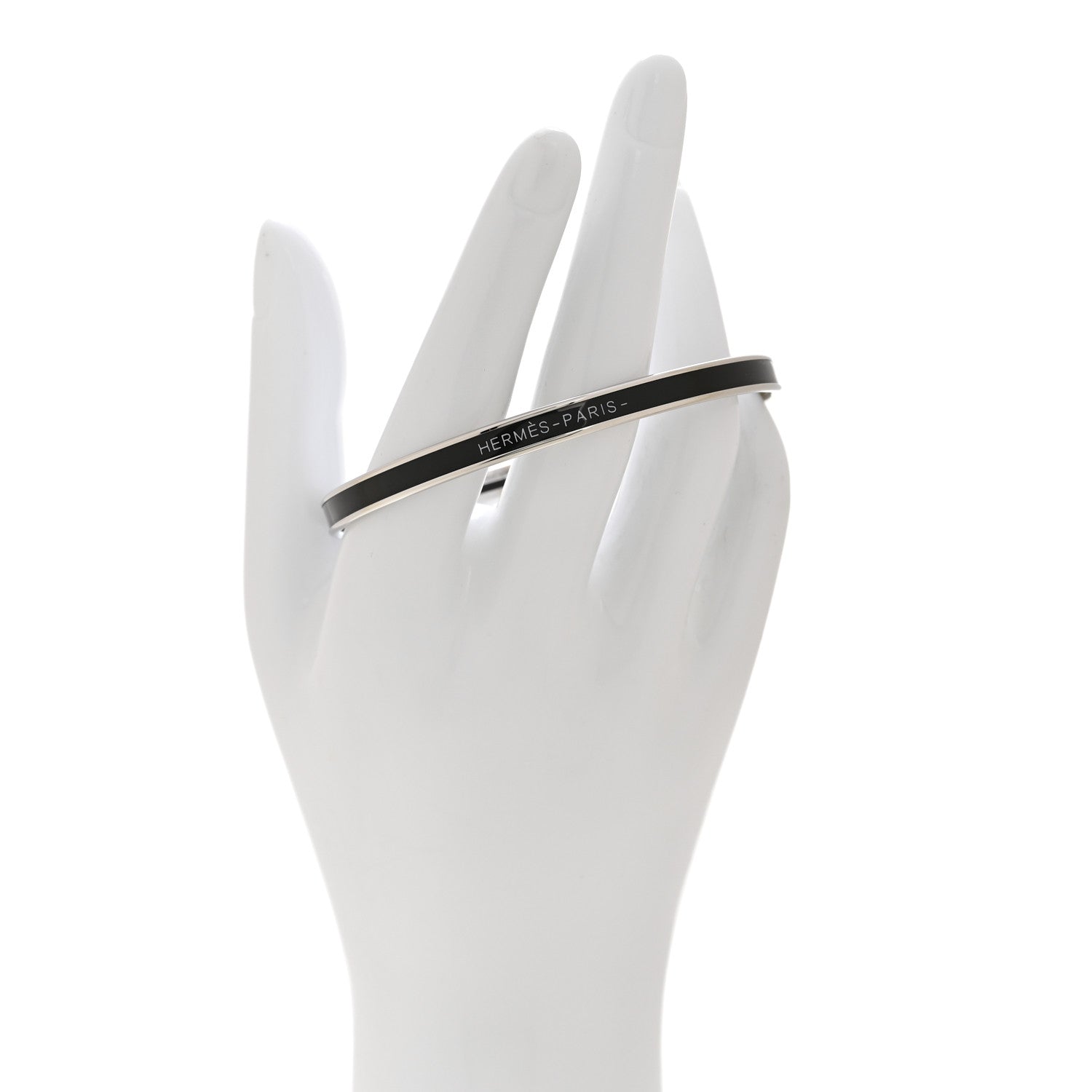 Hermes Silver Black Enamel Bracelet