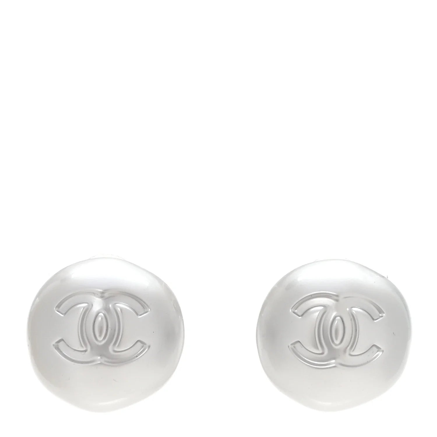 Chanel White Pearly CC Earrings
