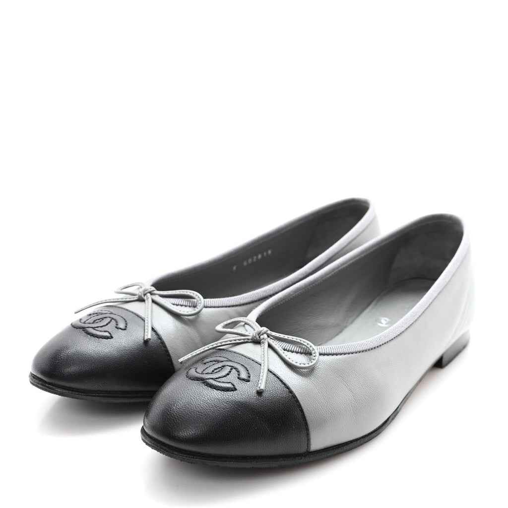 Chanel Silver Black Ballet Flats