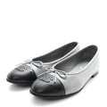 Chanel Silver Black Ballet Flats
