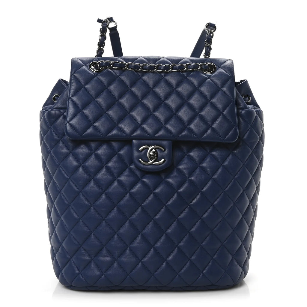 Chanel Navy Quilted Leather Backpack