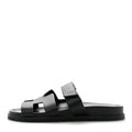 Hermes Black Leather Chypre Sandals