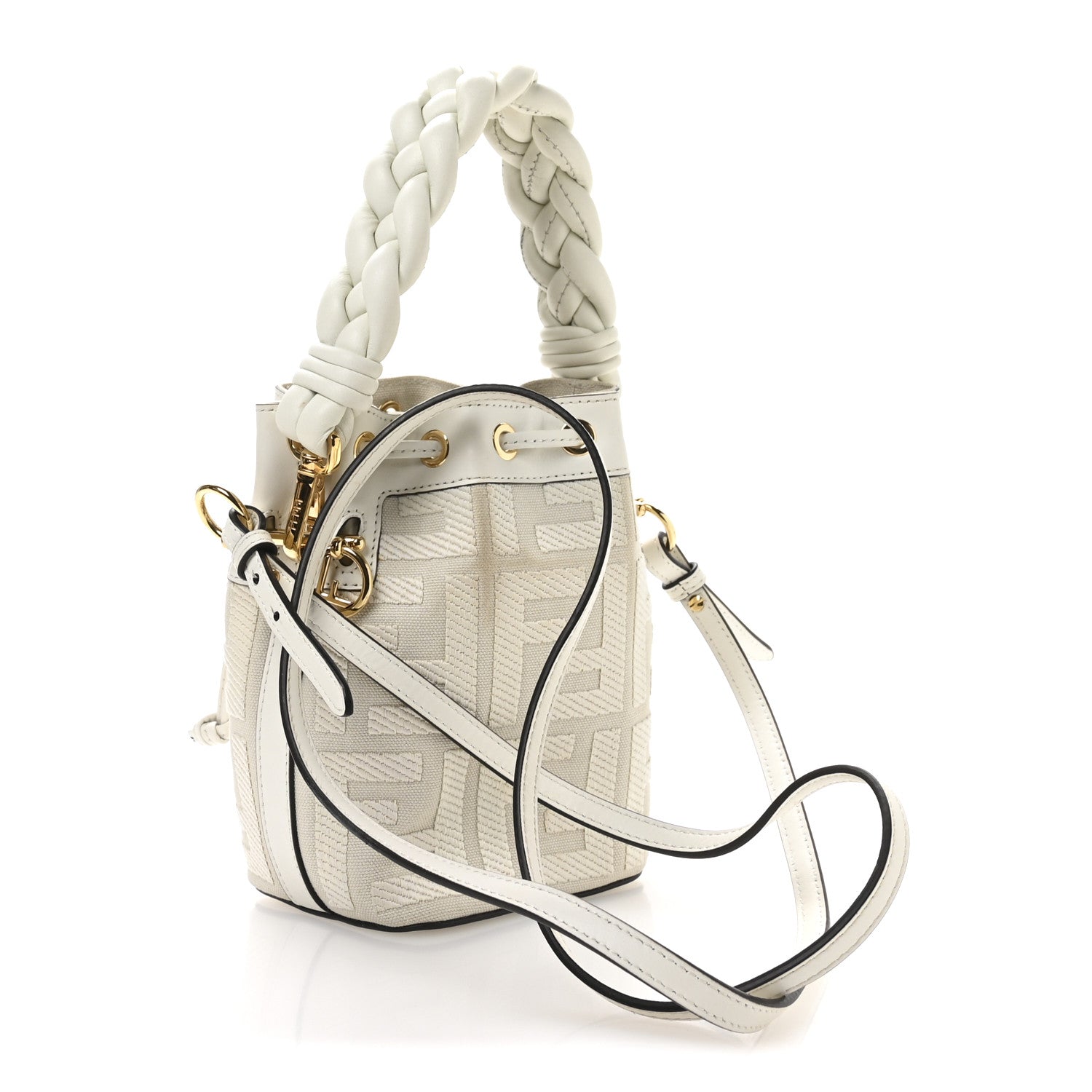 Fendi White Monogram Mini Bucket
