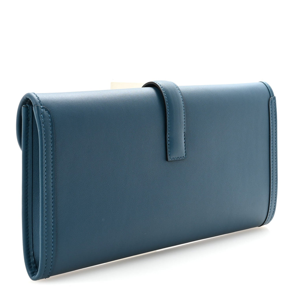 Hermes Blue Leather Jige Clutch