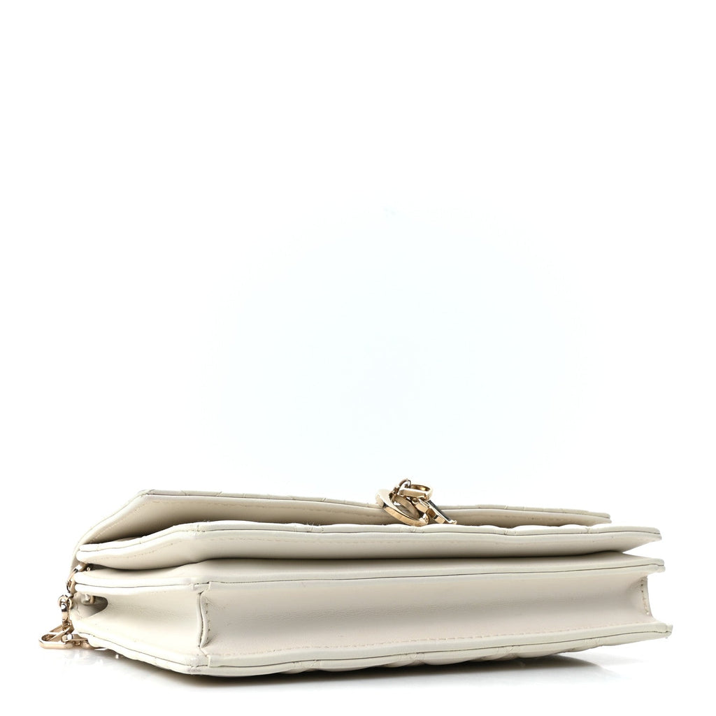 Dior White Cannage Leather Pouch