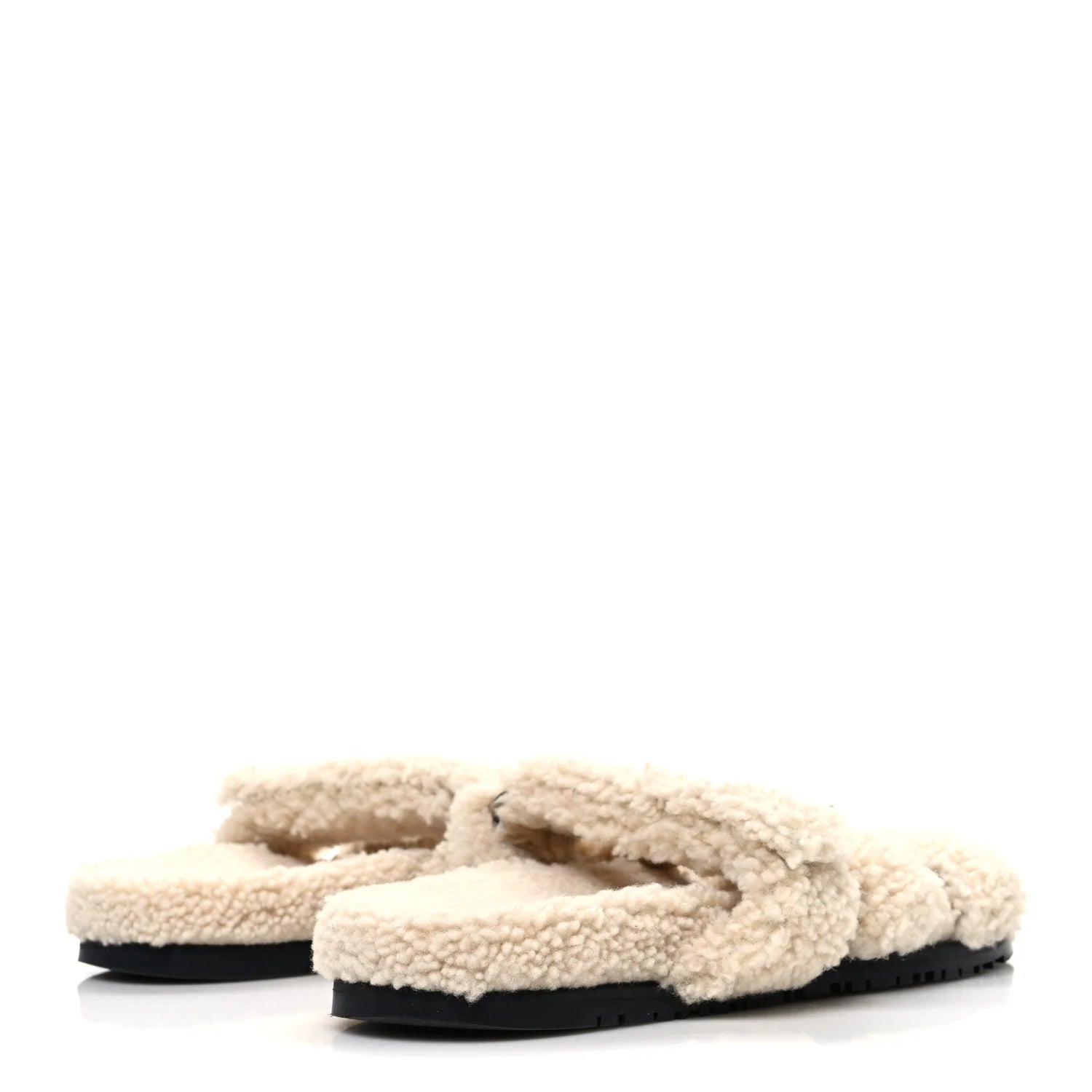 Hermes Cream Shearling Chypre Sandals