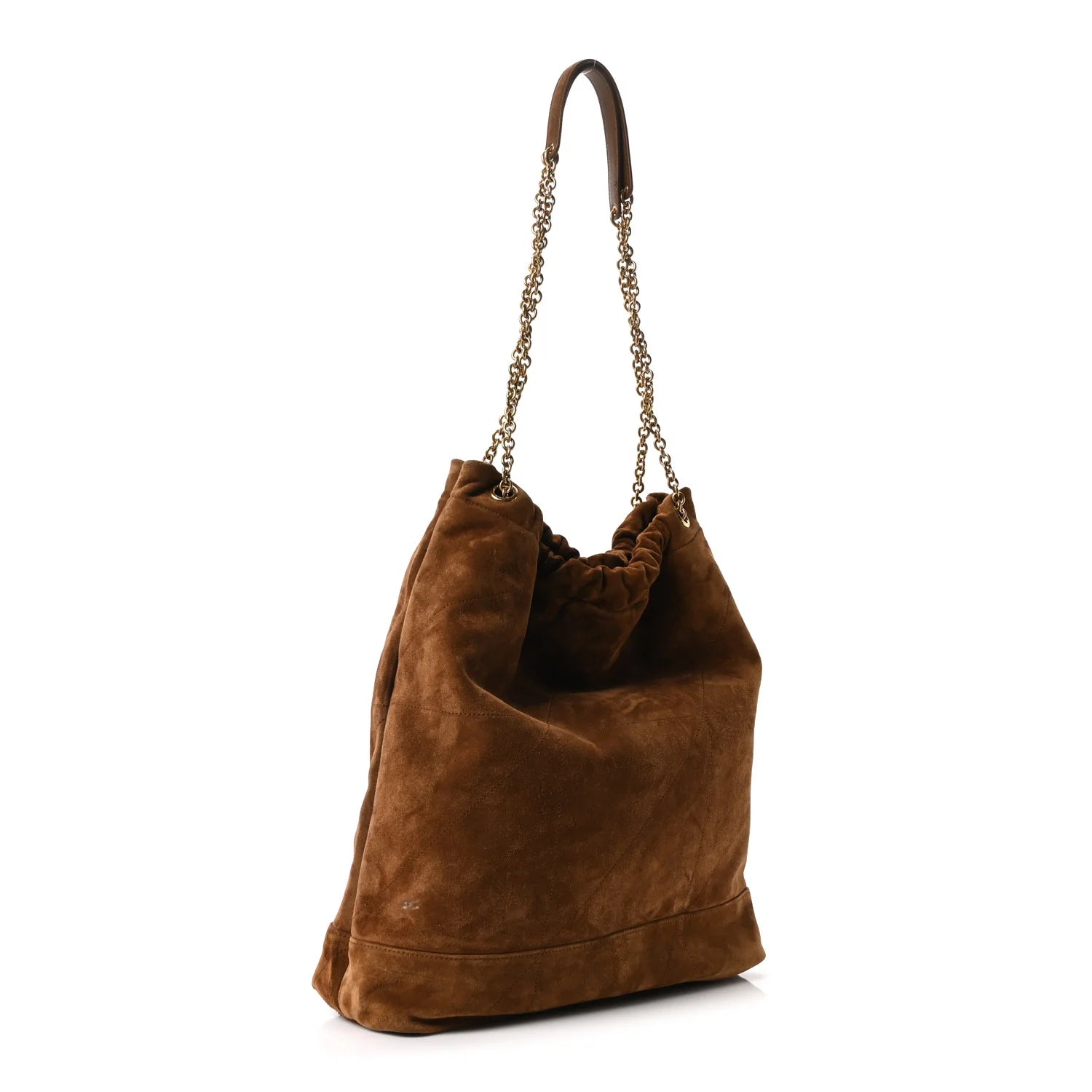 Saint Laurent Brown Suede Quilted Bucket