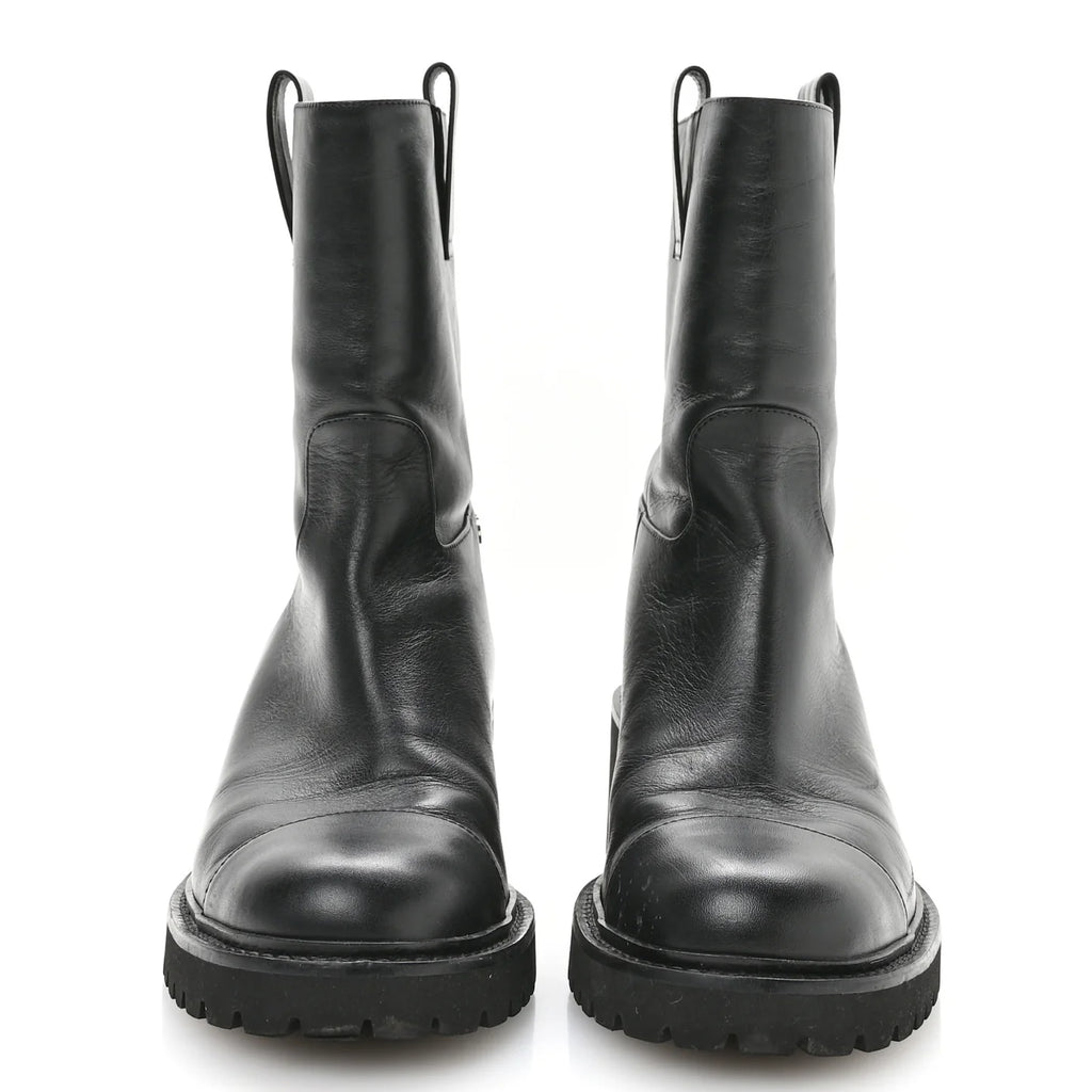 Chanel Black Leather CC Boots