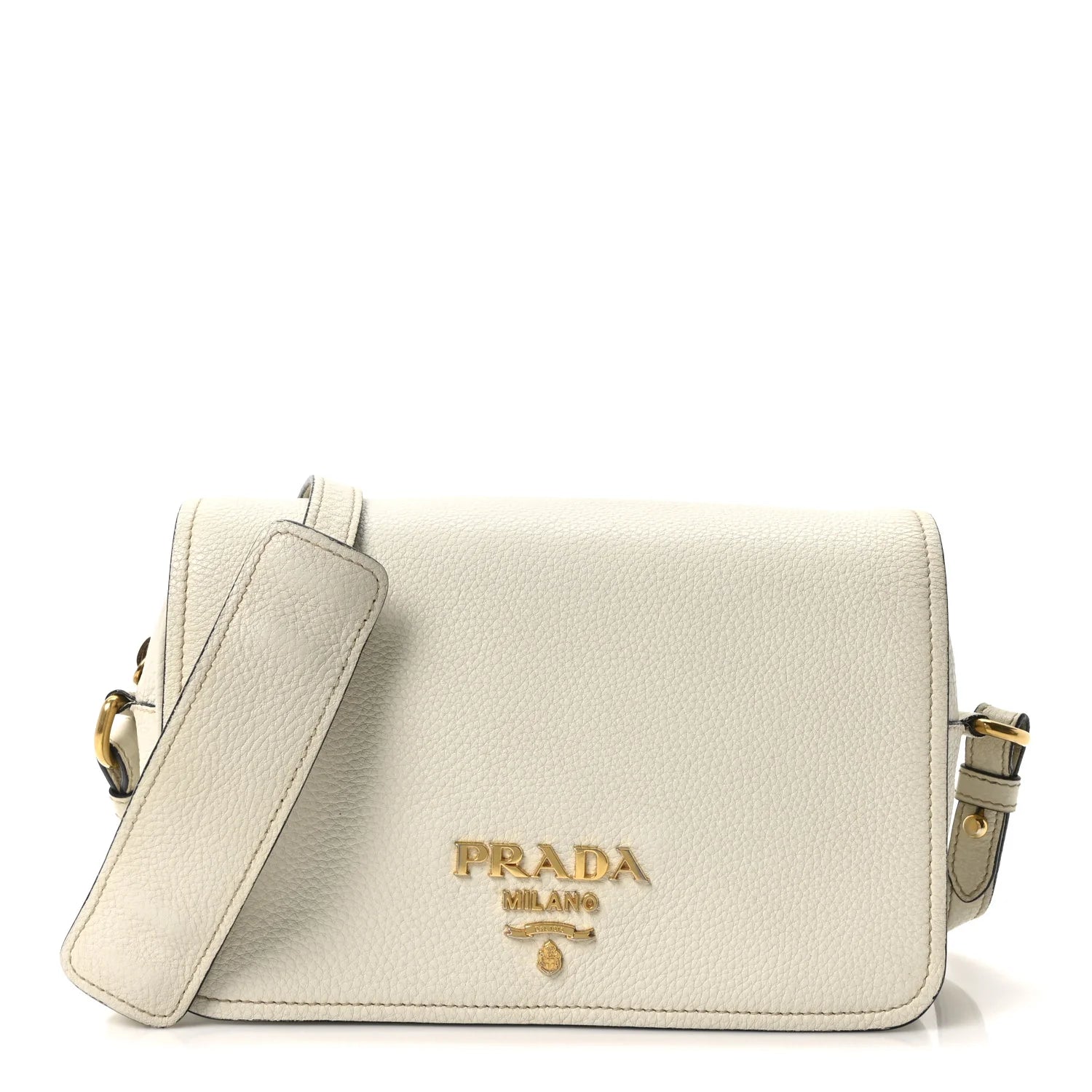 Prada White Grained Leather Crossbody