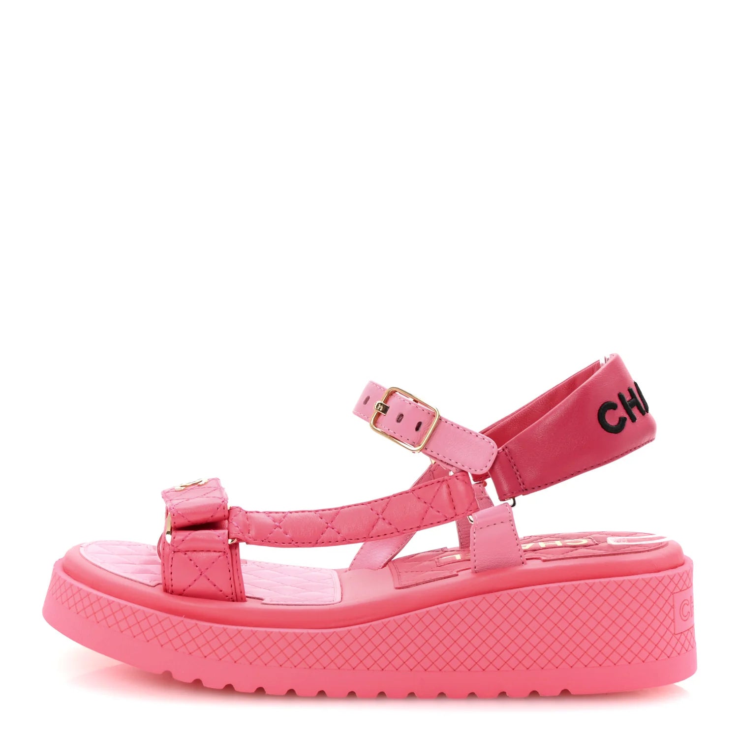 Chanel Pink Quilted Platform Sandals