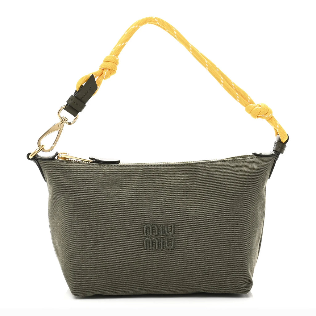 Miu Miu Green Canvas Pouch Bag