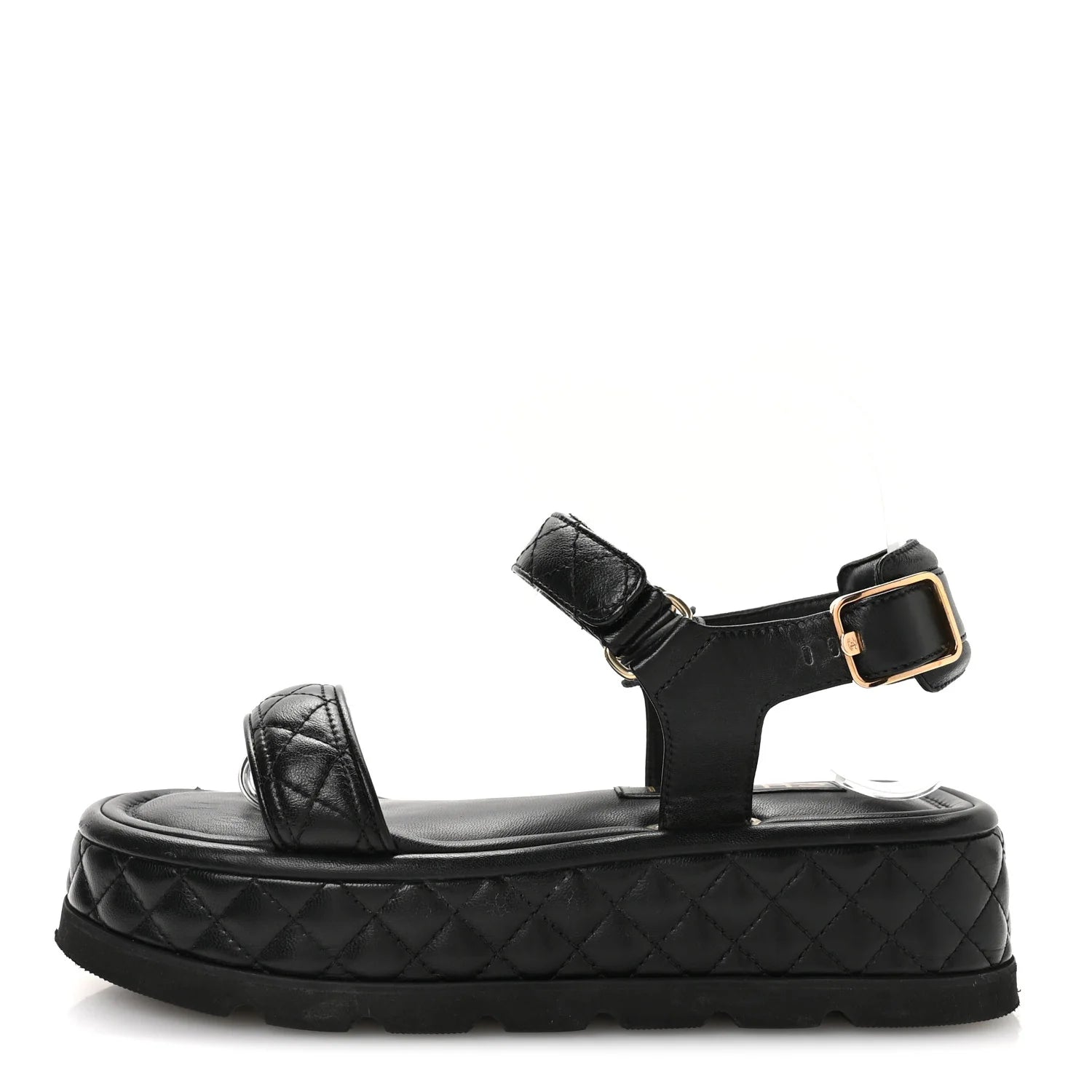 Chanel Black Quilted Platform Sandals