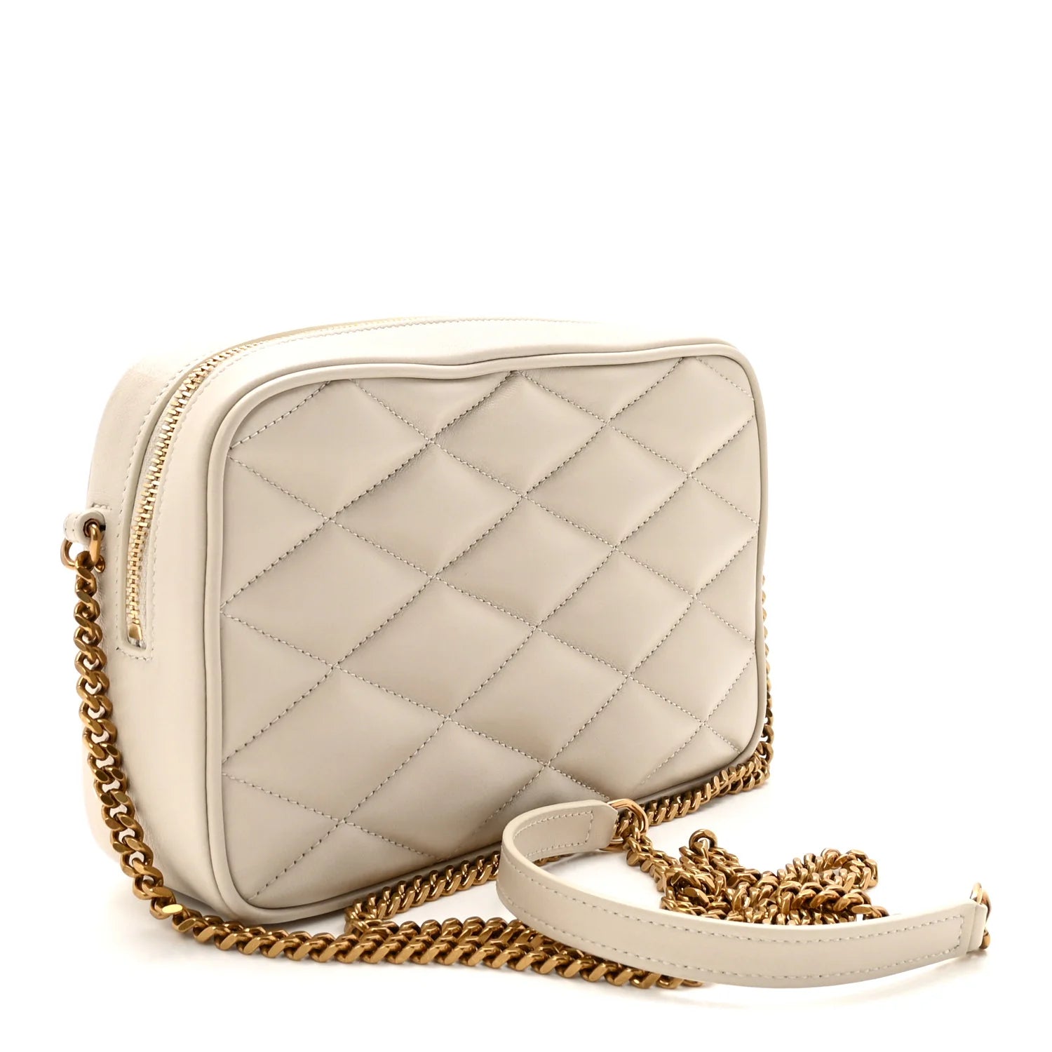 Saint Laurent White Quilted Camera