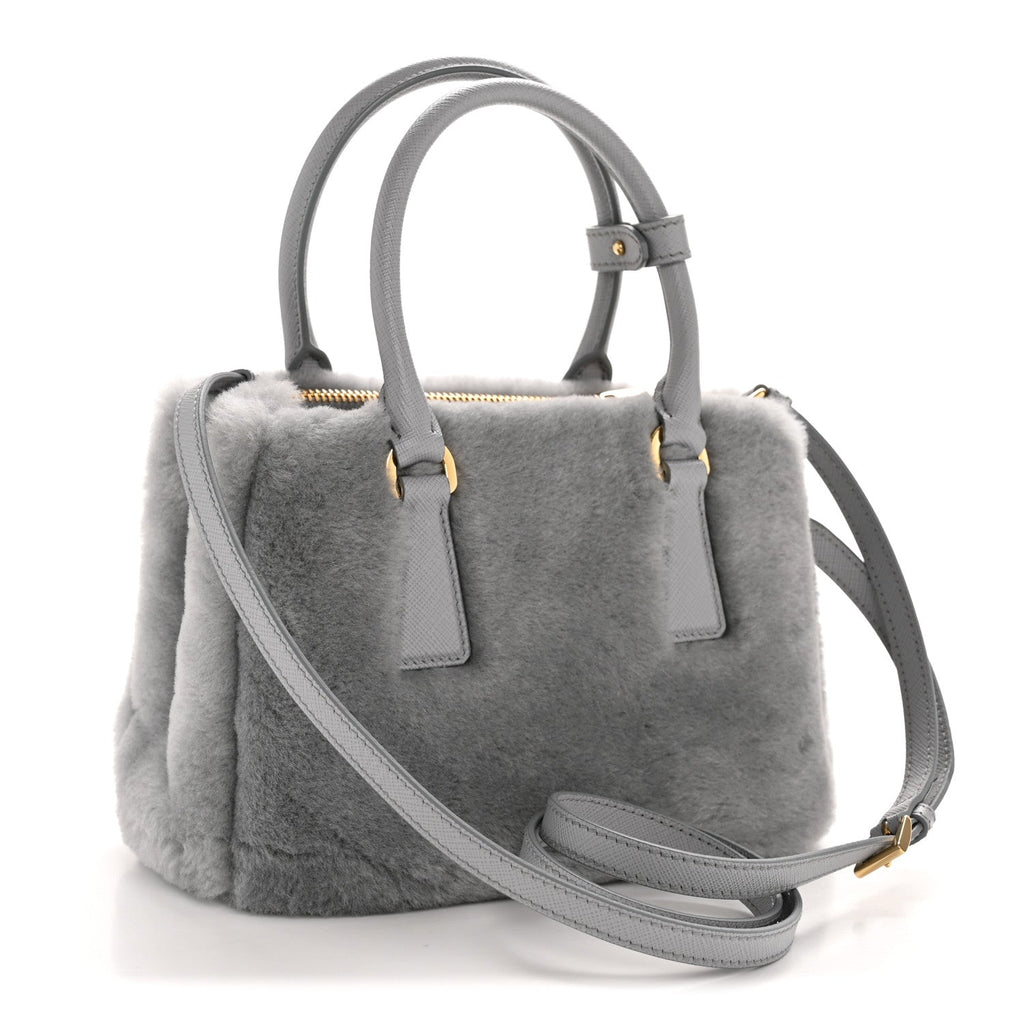 Prada Grey Shearling Mini Tote